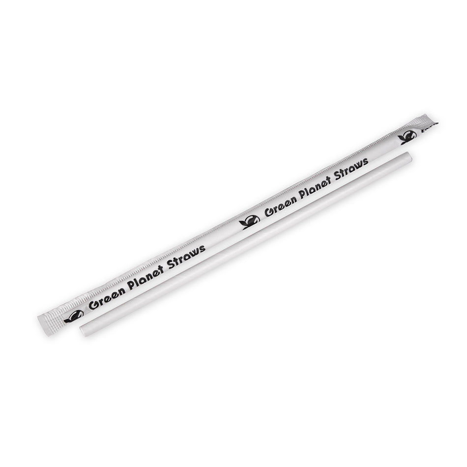 0.248" x 7.75" Jumbo Straw - White - Wrapped, 3200/CS
